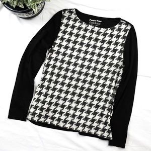 Organic Cotton Black&Cream Houndstooth Print Shirt